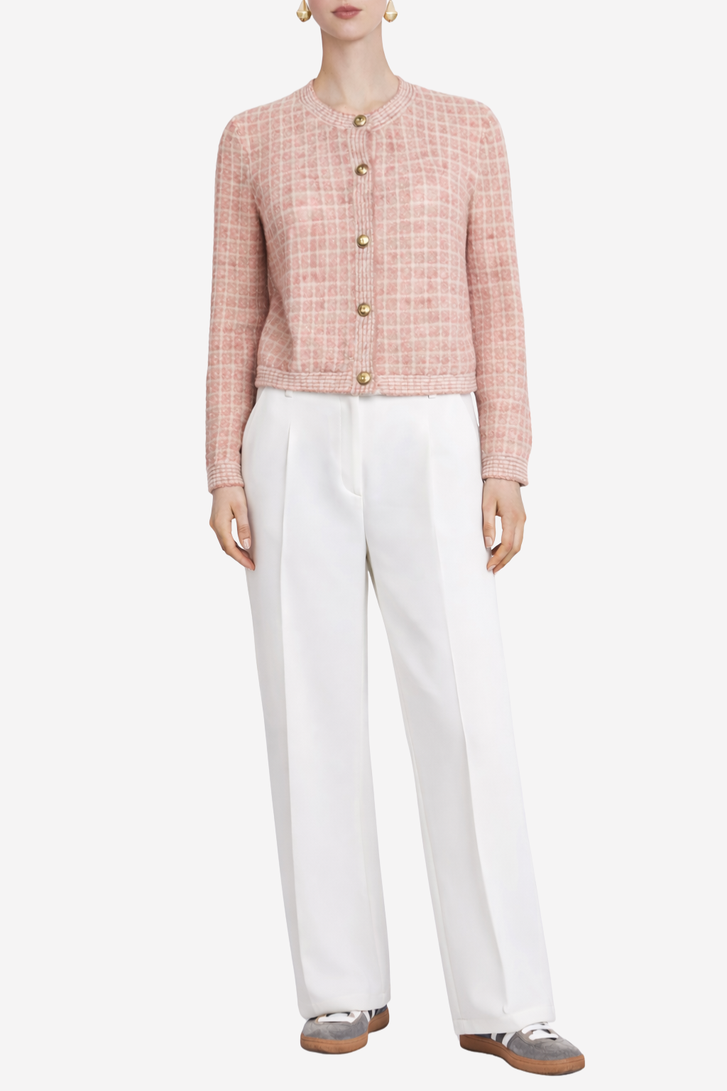 MAJE - Gilet en maille rose poudré T1