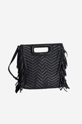 MAJE - Sac M en cuir matelassé à franges