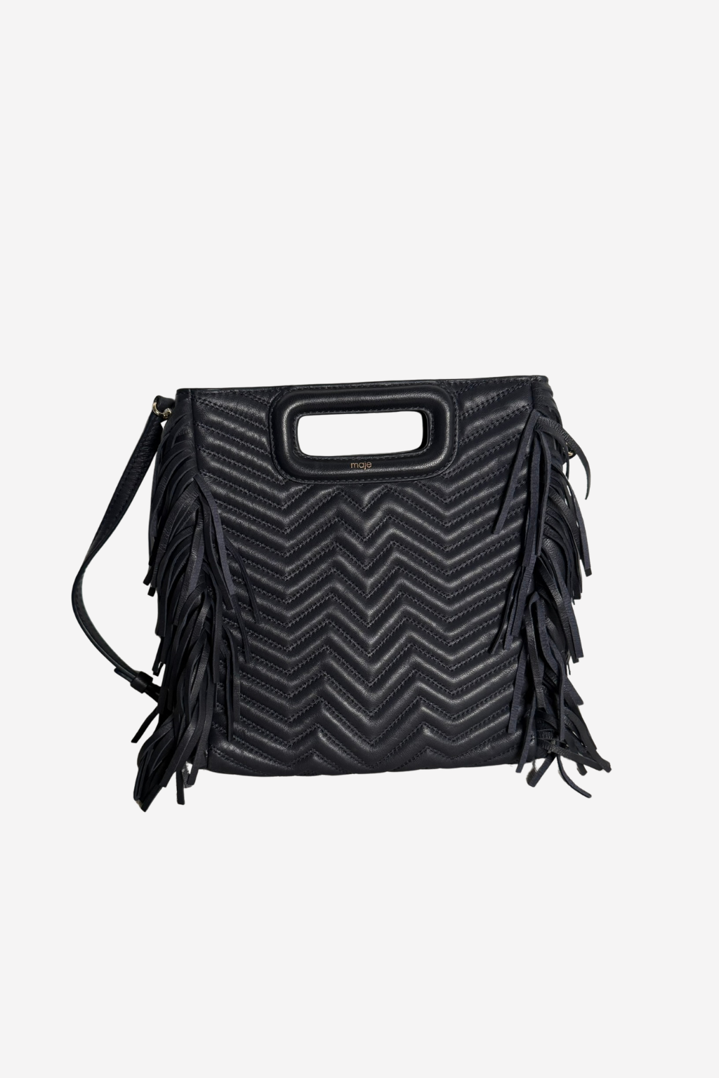 MAJE - Sac M en cuir matelassé à franges