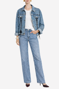 MAJE - Veste en jean à lacets T40