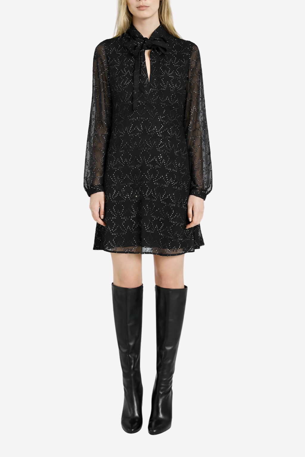 CLAUDIE PIERLOT - Robe à motifs en fibres métallisées T40