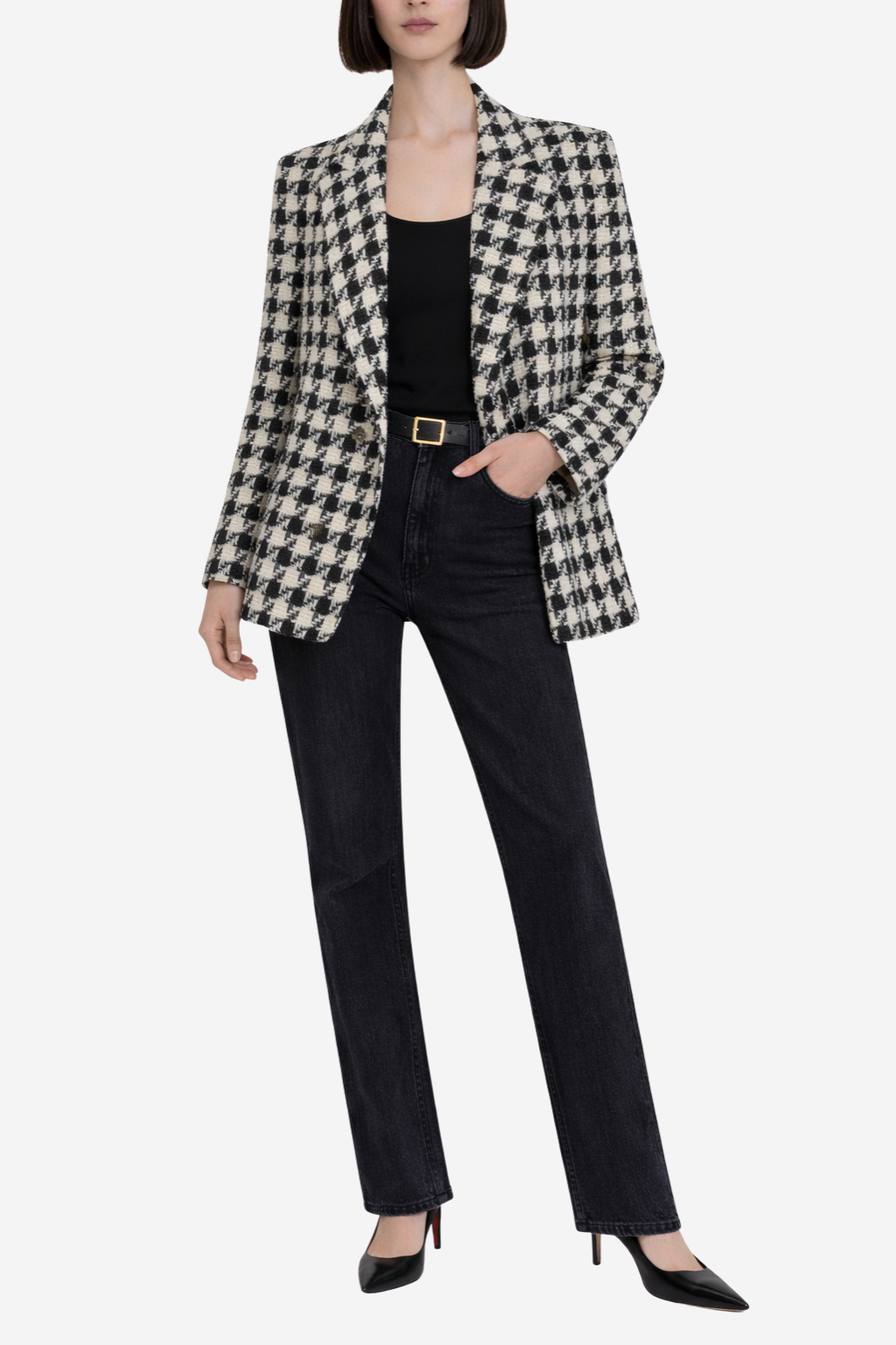 MAJE - Veste en pied de poule T40