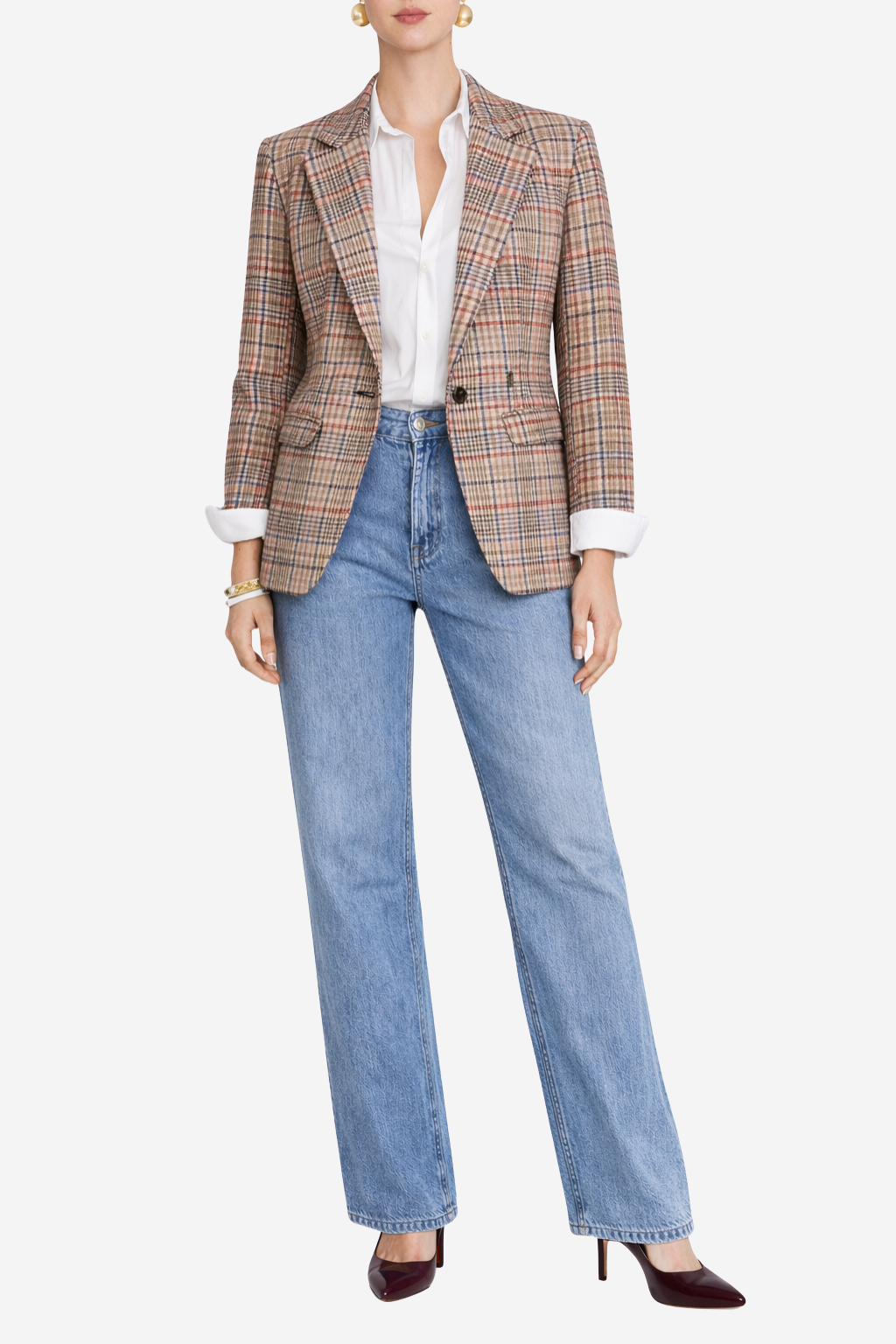 SANDRO - Veste blazer à carreaux structurée T38