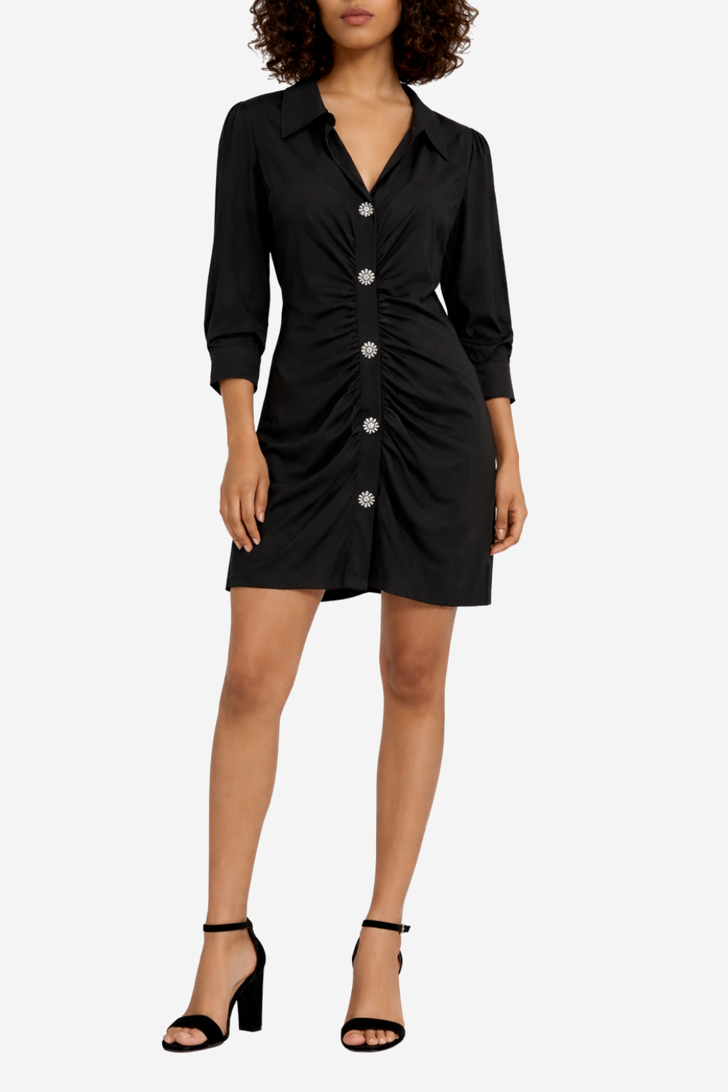 BA&SH - Robe chemise avec boutons bijoux T3