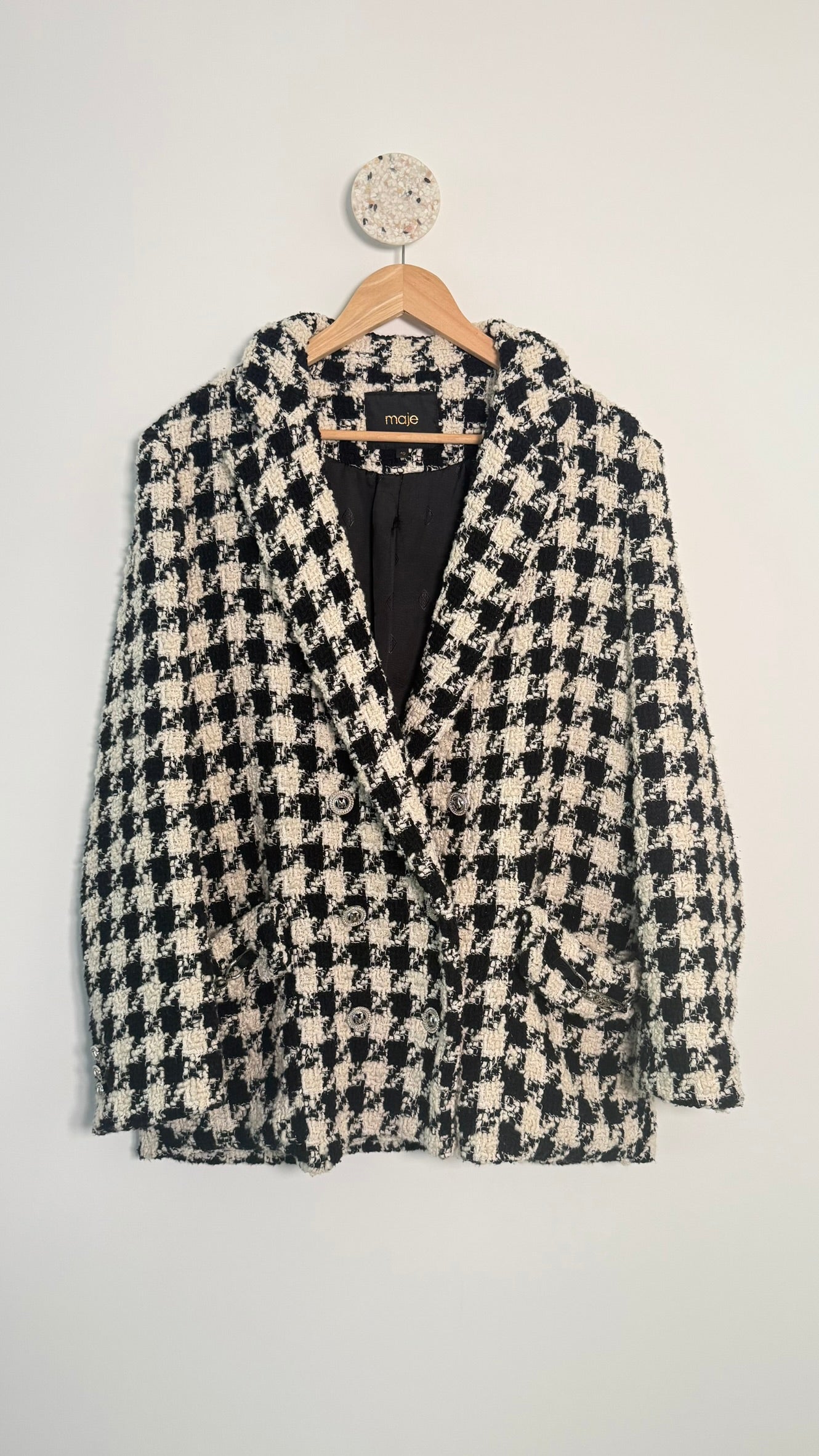 MAJE - Veste en pied de poule T40