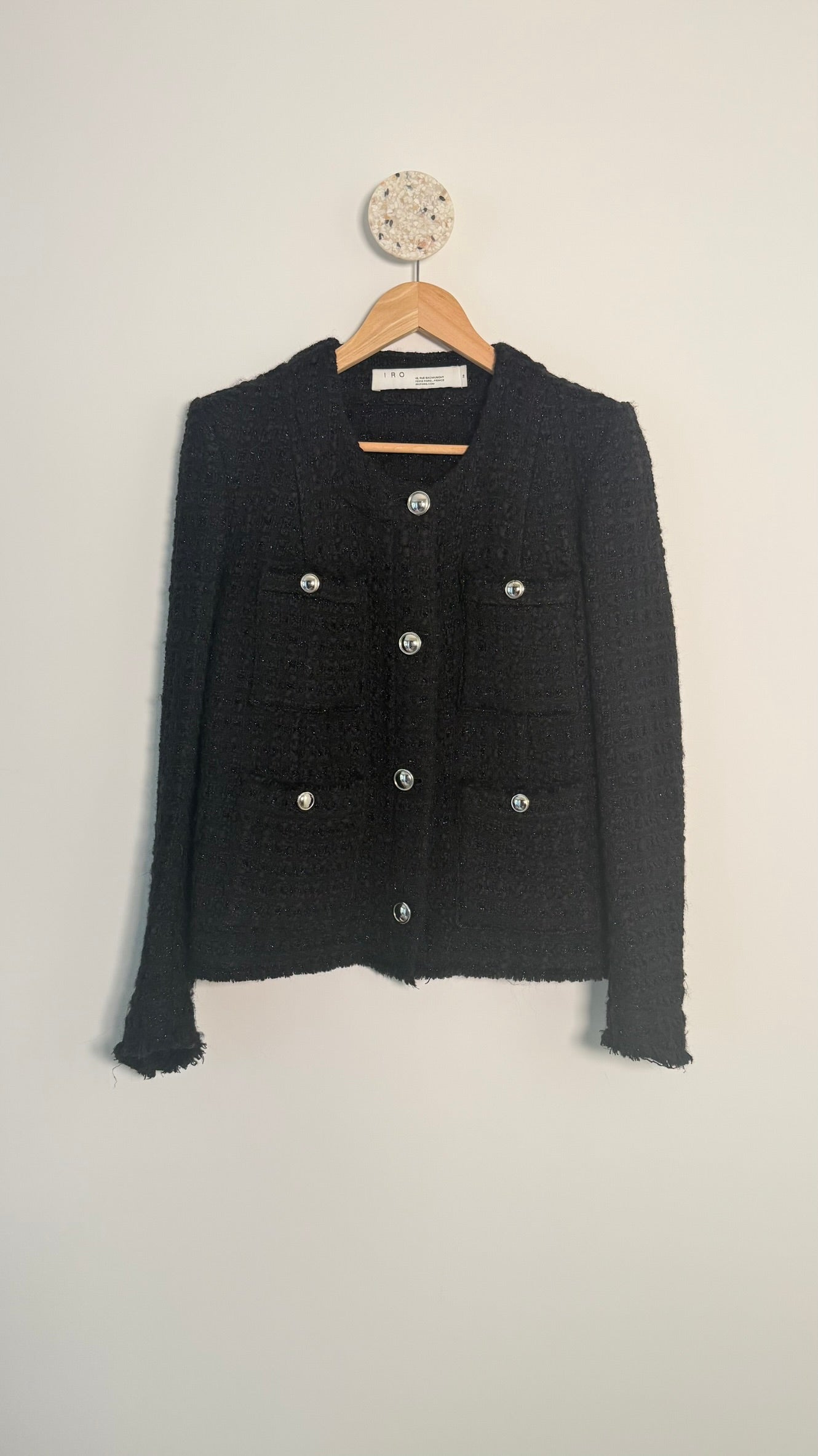 IRO - Veste tweed et fils métalliques noire T38