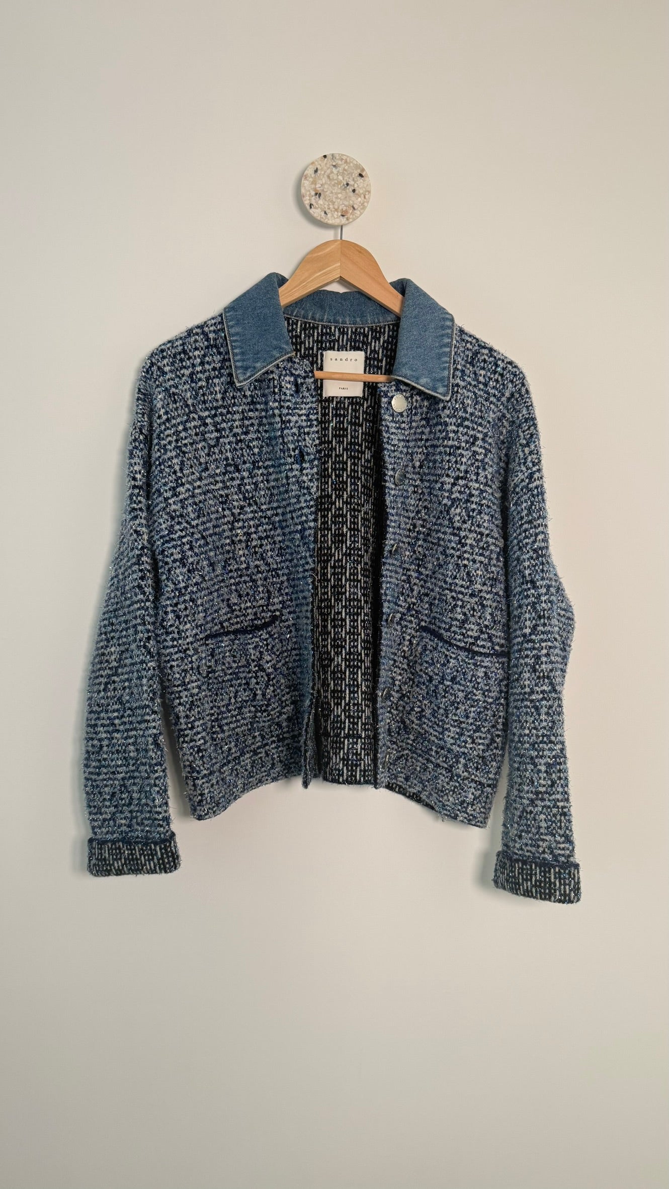 SANDRO - Veste bleue et fils métallisés T1