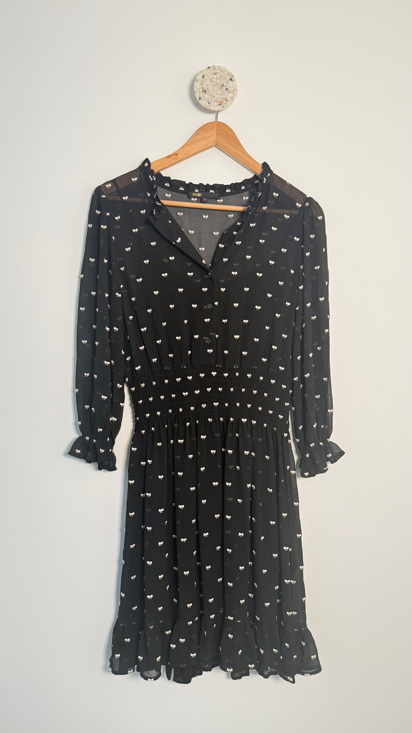 MAJE - Robe à motifs brodés nœuds T40