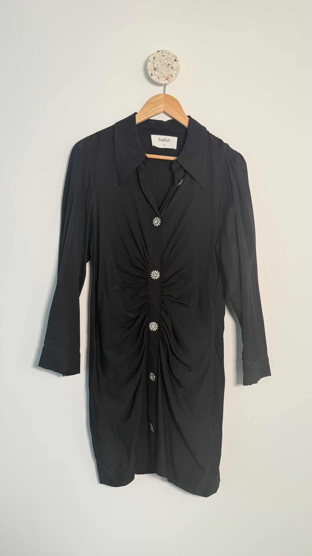 BA&SH - Robe chemise avec boutons bijoux T3