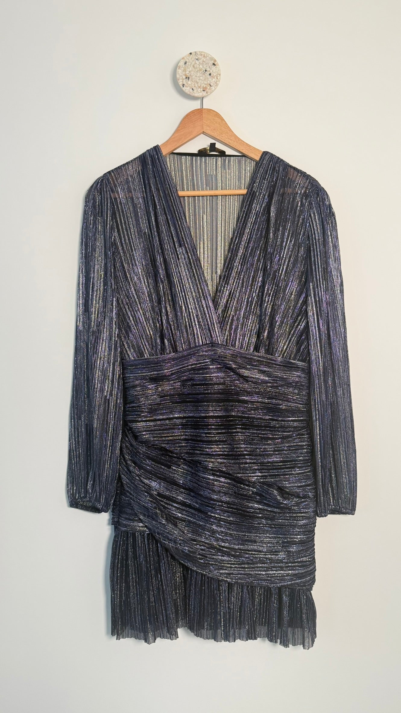 MAJE - Robe en lamée drapée T40