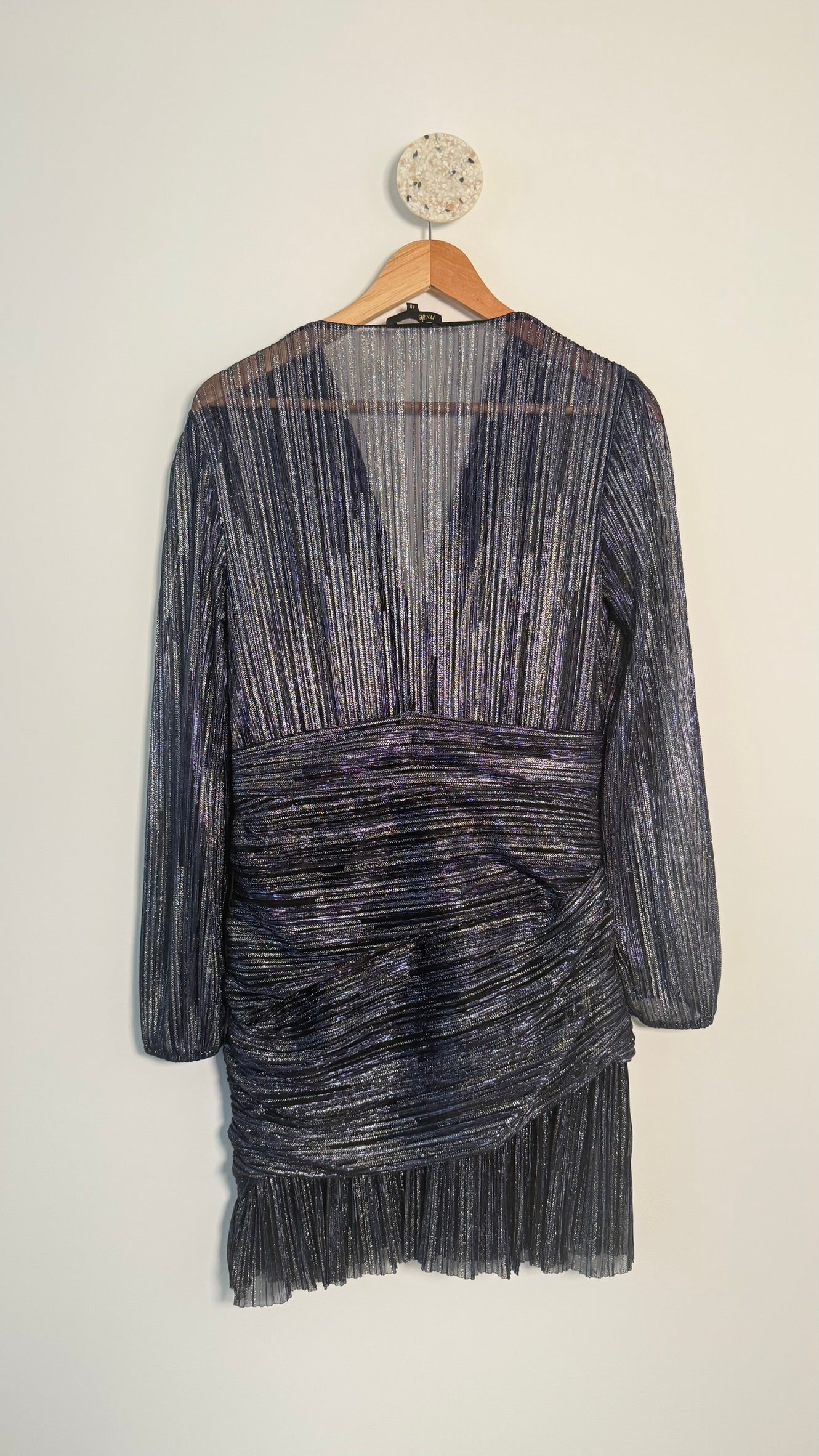 MAJE - Robe en lamée drapée T40