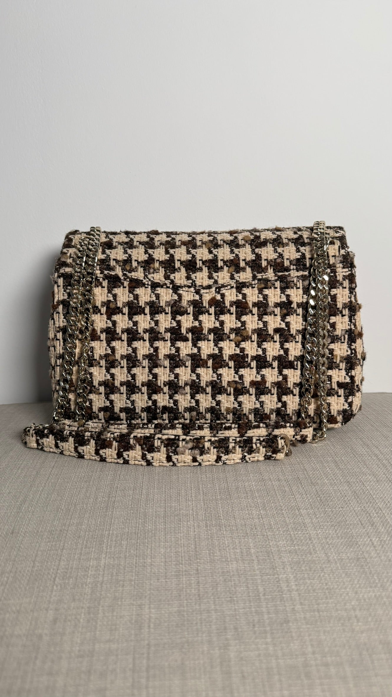 SANDRO - Sac YZA en tweed marron et beige