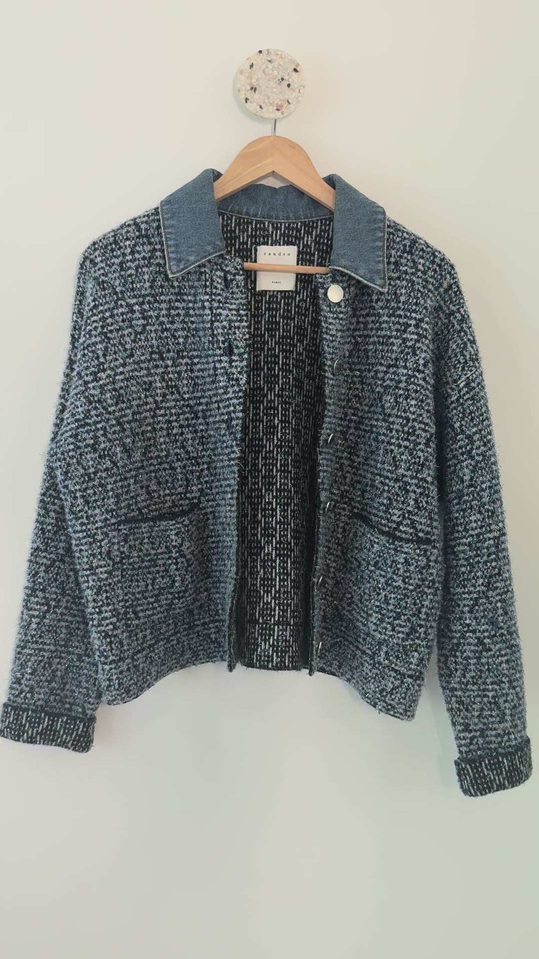 SANDRO - Veste bleue et fils métallisés T1