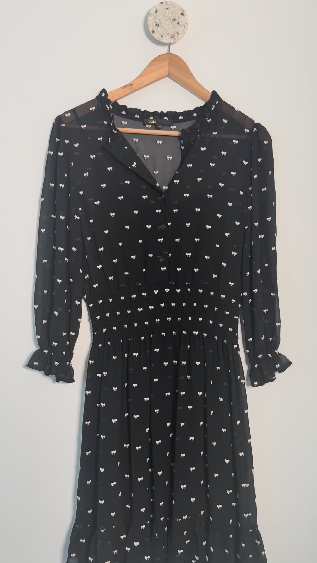 MAJE - Robe à motifs brodés nœuds T40