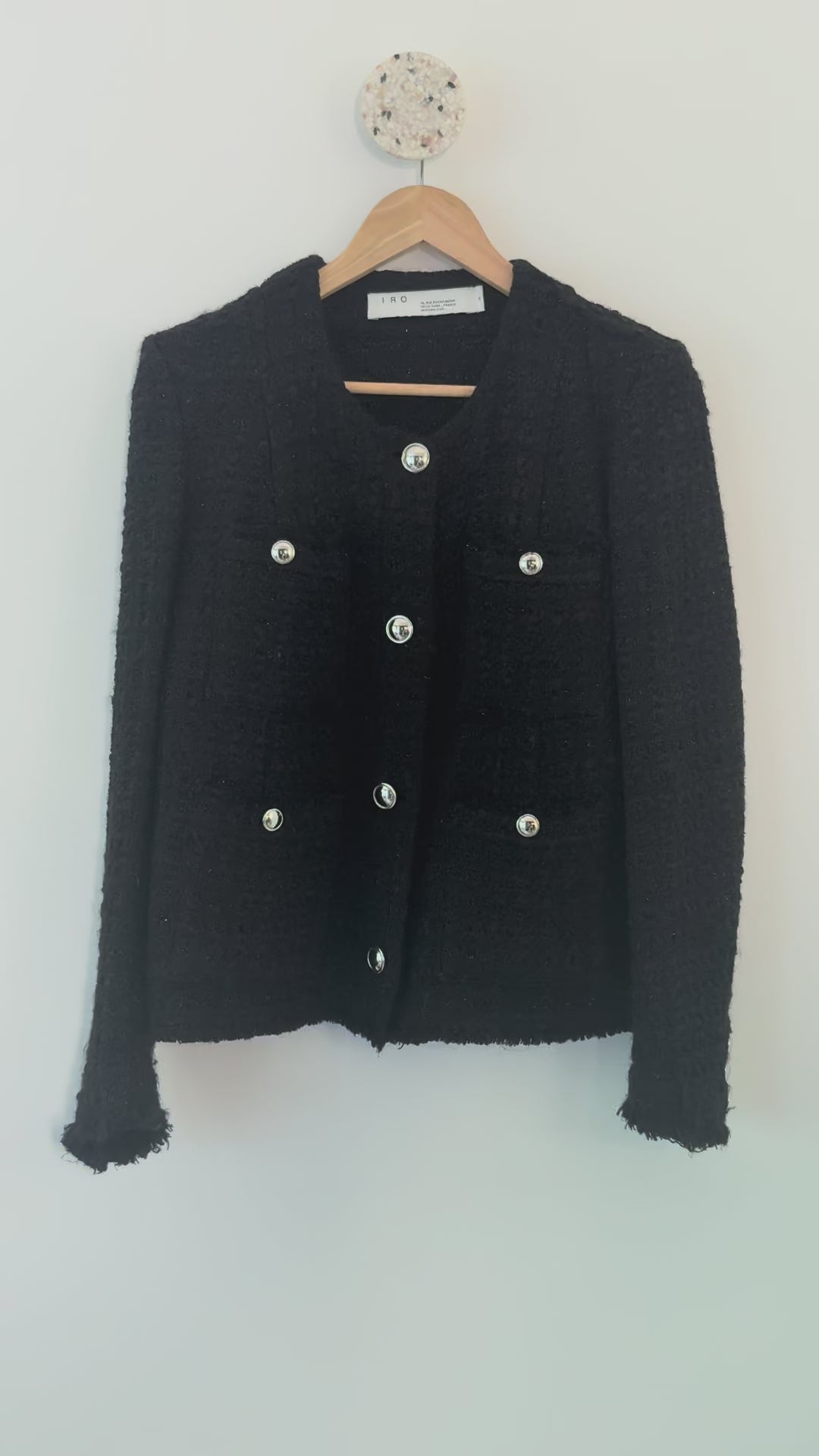 IRO - Veste tweed et fils métalliques noire T38