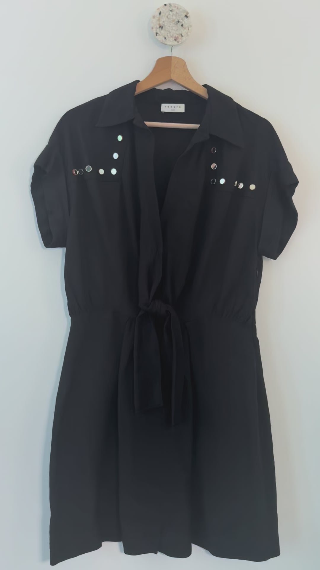 SANDRO - Robe en lin détails miroirs T40