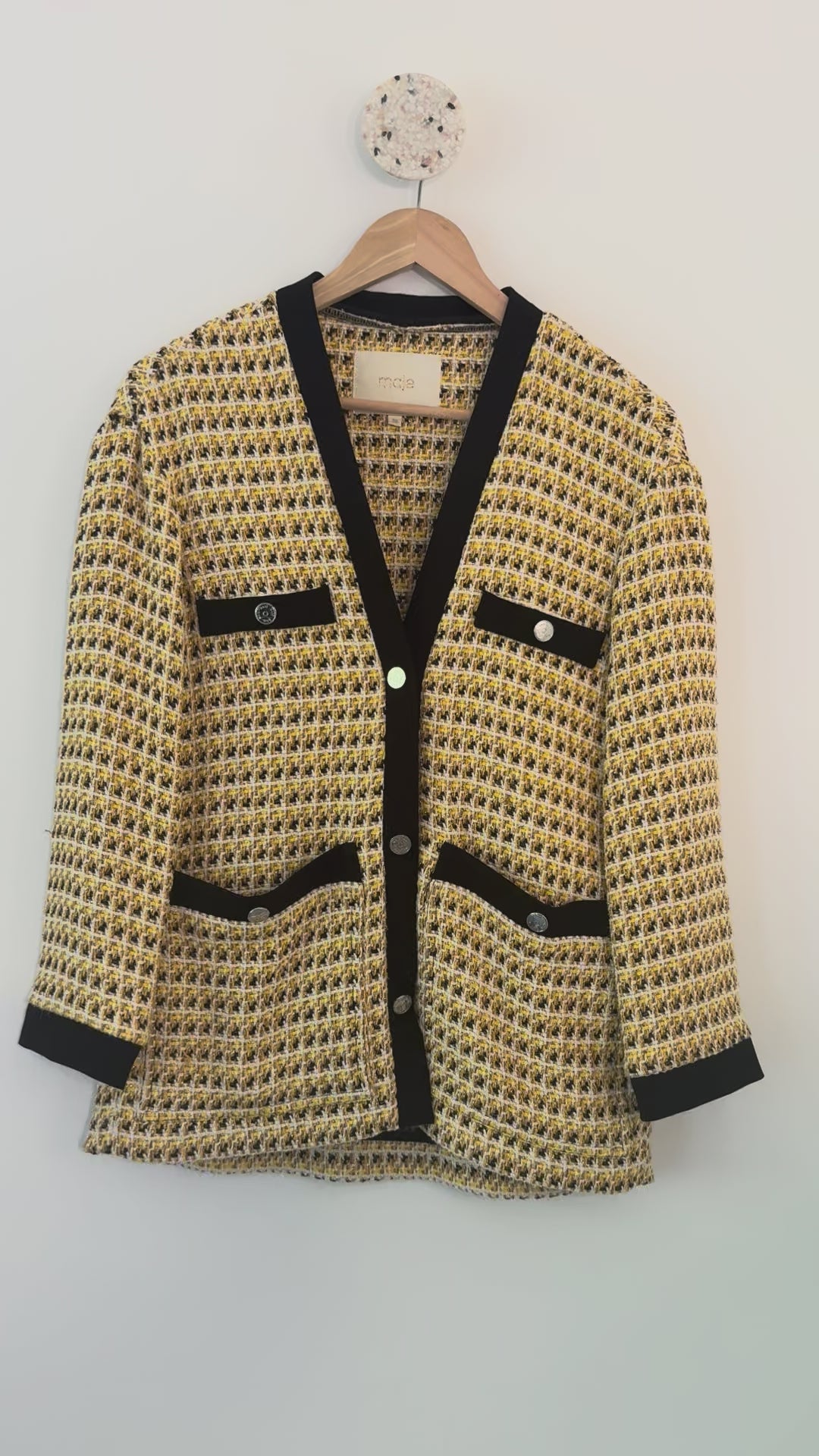 MAJE - Veste en tweed jaune T36