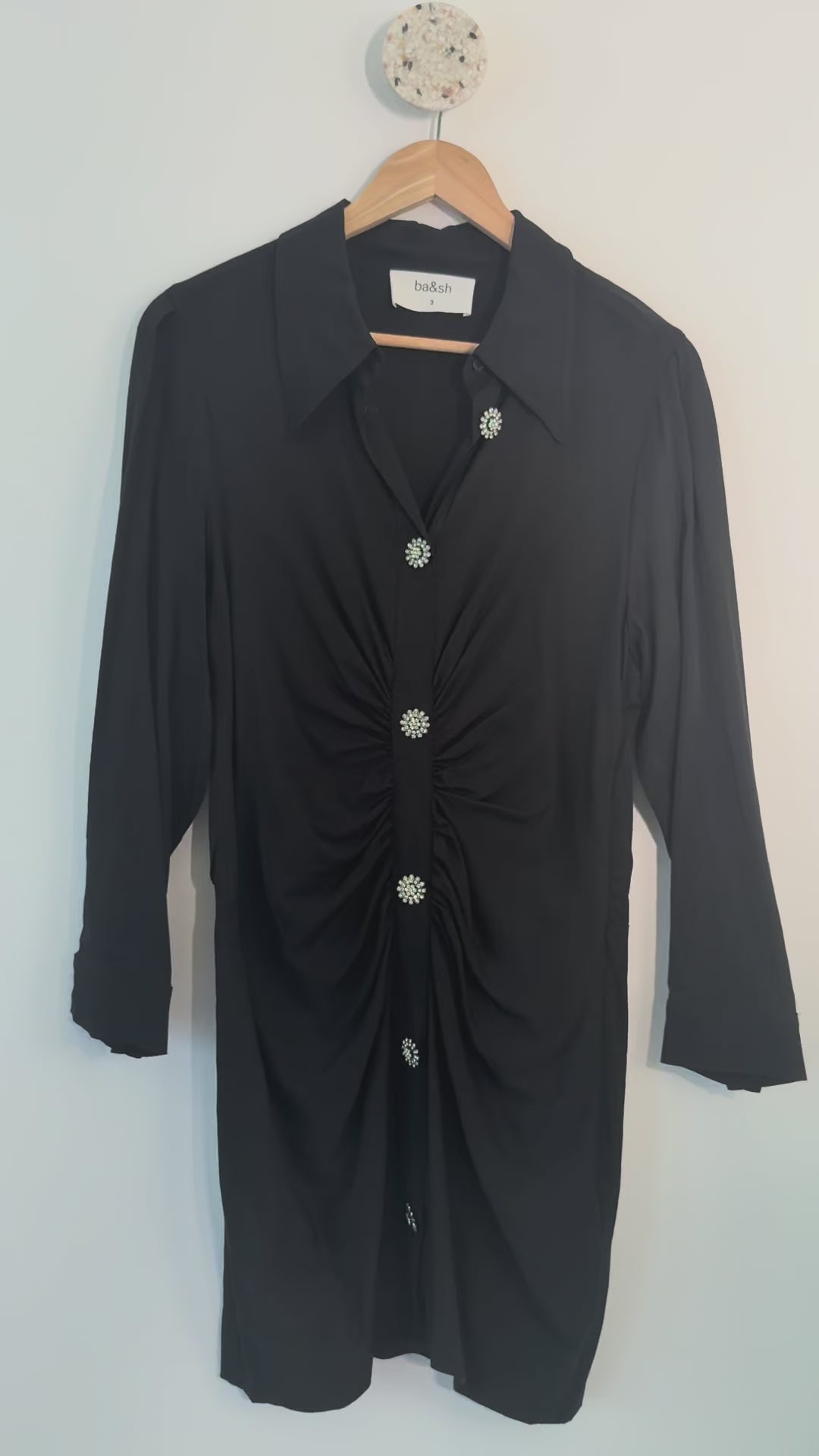BA&SH - Robe chemise avec boutons bijoux T3