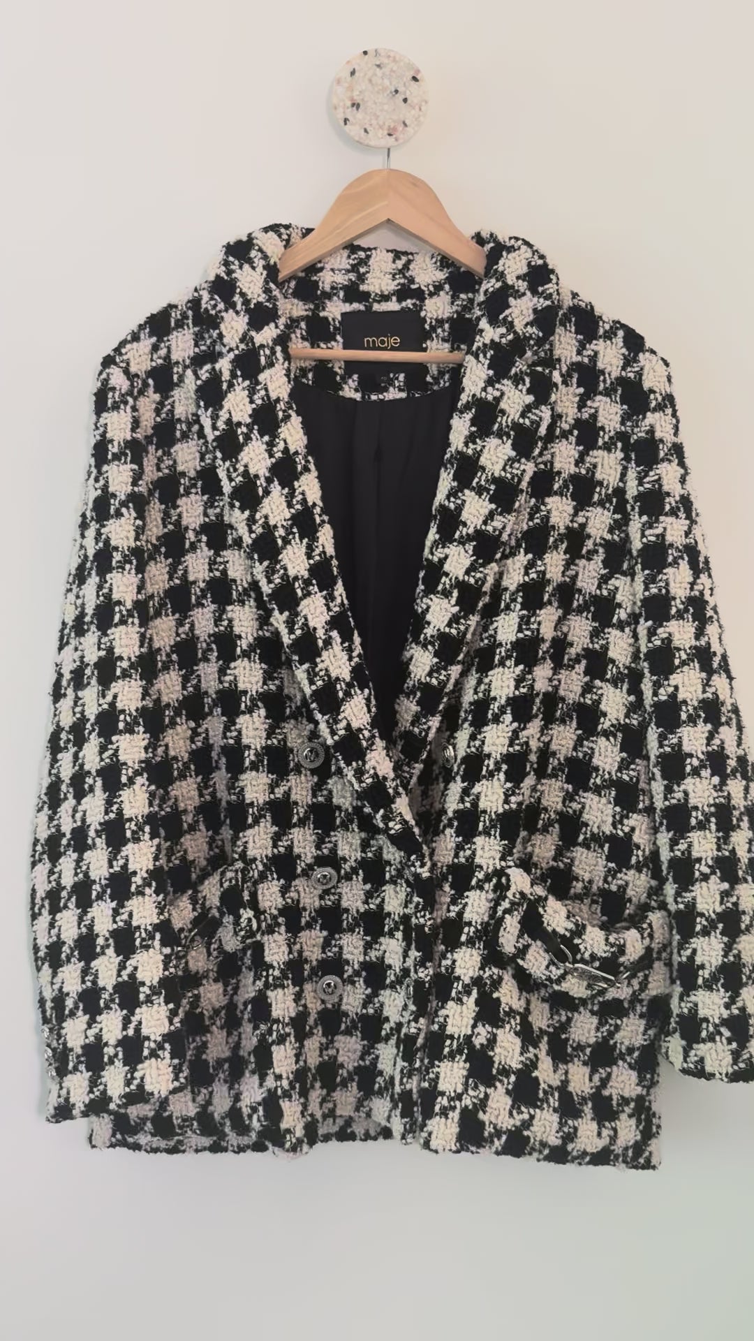 MAJE - Veste en pied de poule T40