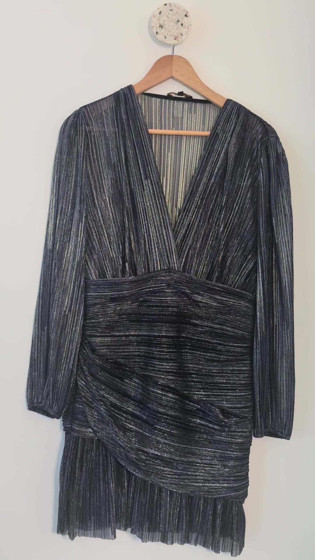 MAJE - Robe en lamée drapée T40